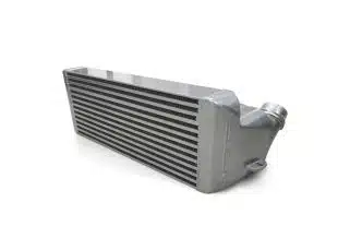 a silver car radiator