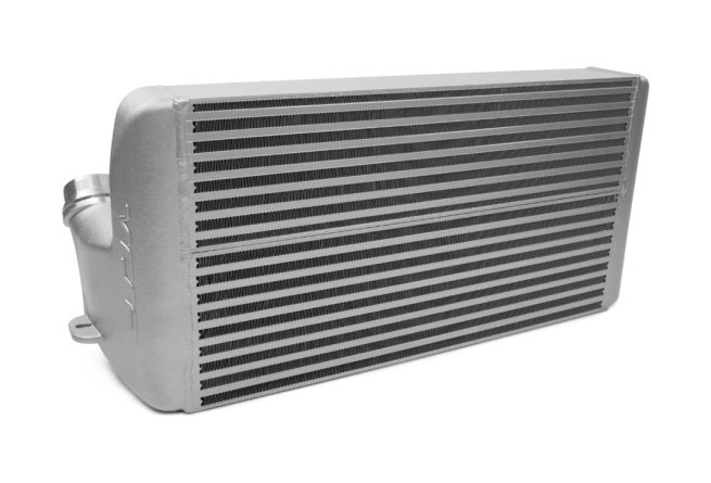 a silver radiator with black stripes