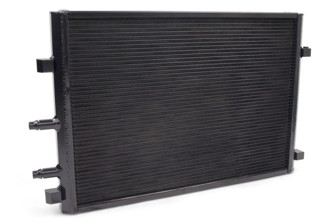 a black radiator with metal rods