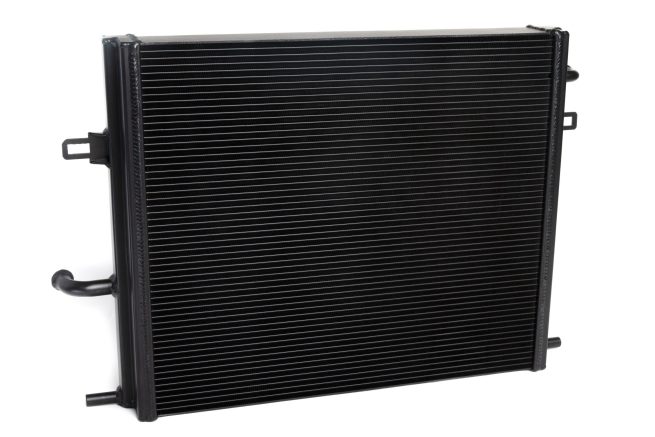 a black radiator with pipes